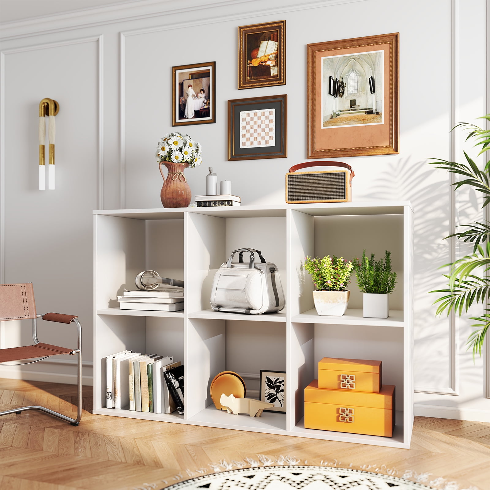 EDX 9 Cube Storage Organizer, Open Cube Storage Bookcase with 3 Removable Back Panels, 36" L×11.6" W×36"H, for Home & Office, White