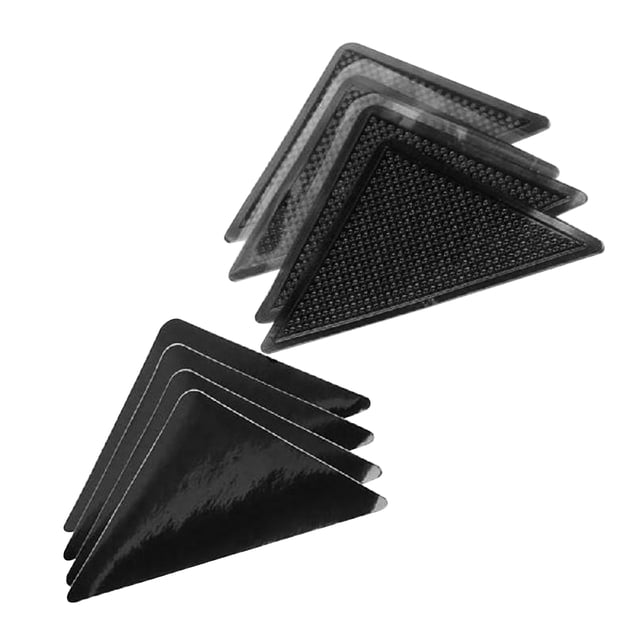 Graflsoa Tapis en Silicone Réutilisables Antidérapants avec Fixation Triangulaire pour Tapis Imperméables, 4+4 Autocollants, Compact 120x120x12mm Pack, 67g