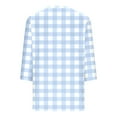 thumbnail image 4 of Sakmal Womens 3/4 Sleeve Summer Tops Plaid V-Neck Loose Fit Shirts Blue Blouses Casual Tops for Women, 4 of 5