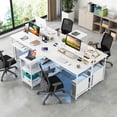 thumbnail image 2 of Costway 94.5" Long Office Desk 2-Person Reversible Computer Desk with LED Lights White, 2 of 10