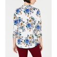 thumbnail image 2 of Charter Club Women's Floral Print V Neck Top White Size Small, 2 of 3