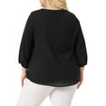 thumbnail image 3 of GRACE & GRANDEUR Women's Plus Size Tops Work Round Neck Ruffle Chiffon Blouse Office Top 2X Black, 3 of 6