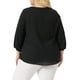 thumbnail image 3 of Blusa de chiffon con volantes de cuello redondo para mujer de tallas grandes Agnes Orinda, blusa de oficina 3X negra, 3 of 6