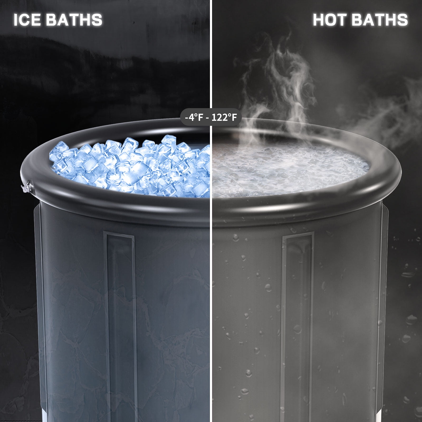 Ice Bath Tub For Athletes With Cover 102 GL Cold Plunge Tub Portable Folding Plunge Pool For Outdoor Gym Treatments