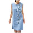 thumbnail image 1 of Vestido de Verano para las Mujeres Ventilación de Impresión sin Mangas Vestido de Cuello Redondo, Playa Casual Y Ropa de Vacaciones, 1 of 5
