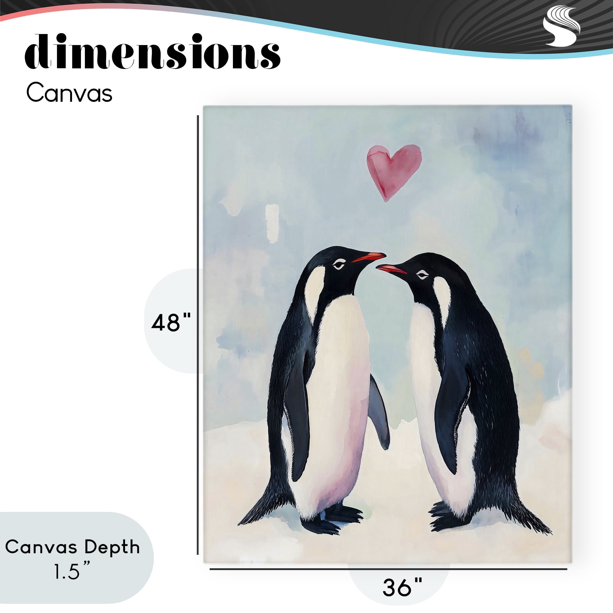Stupell Industries Penguin Love with Heart Canvas Wall Art, design by The Prints Vibe