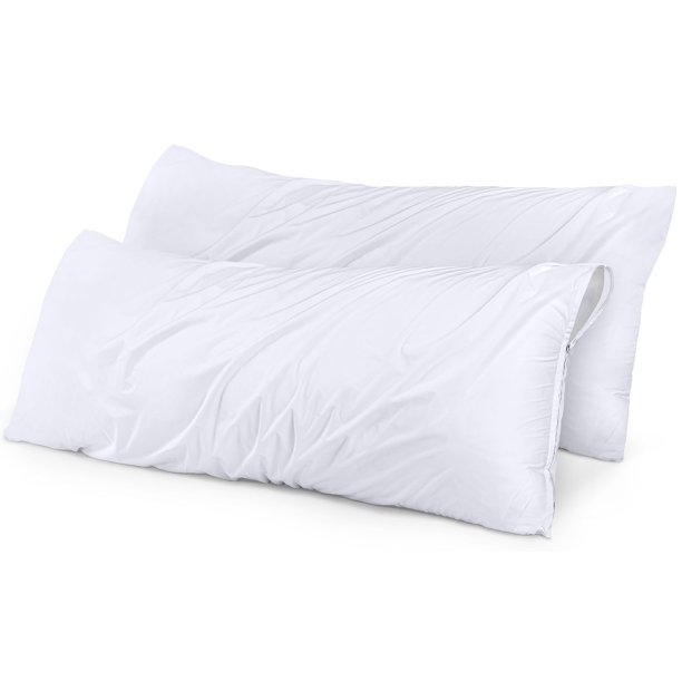 Utopia Ropa De Cama Protectores De Almohada Impermeables Con Cremallera (Paquete De 2 Blancos) Fundas De Almohada Con Cremallera De Tamaño Corporal Fundas De Almohada A Prueba De Chinches 20 X 54 Pulg
