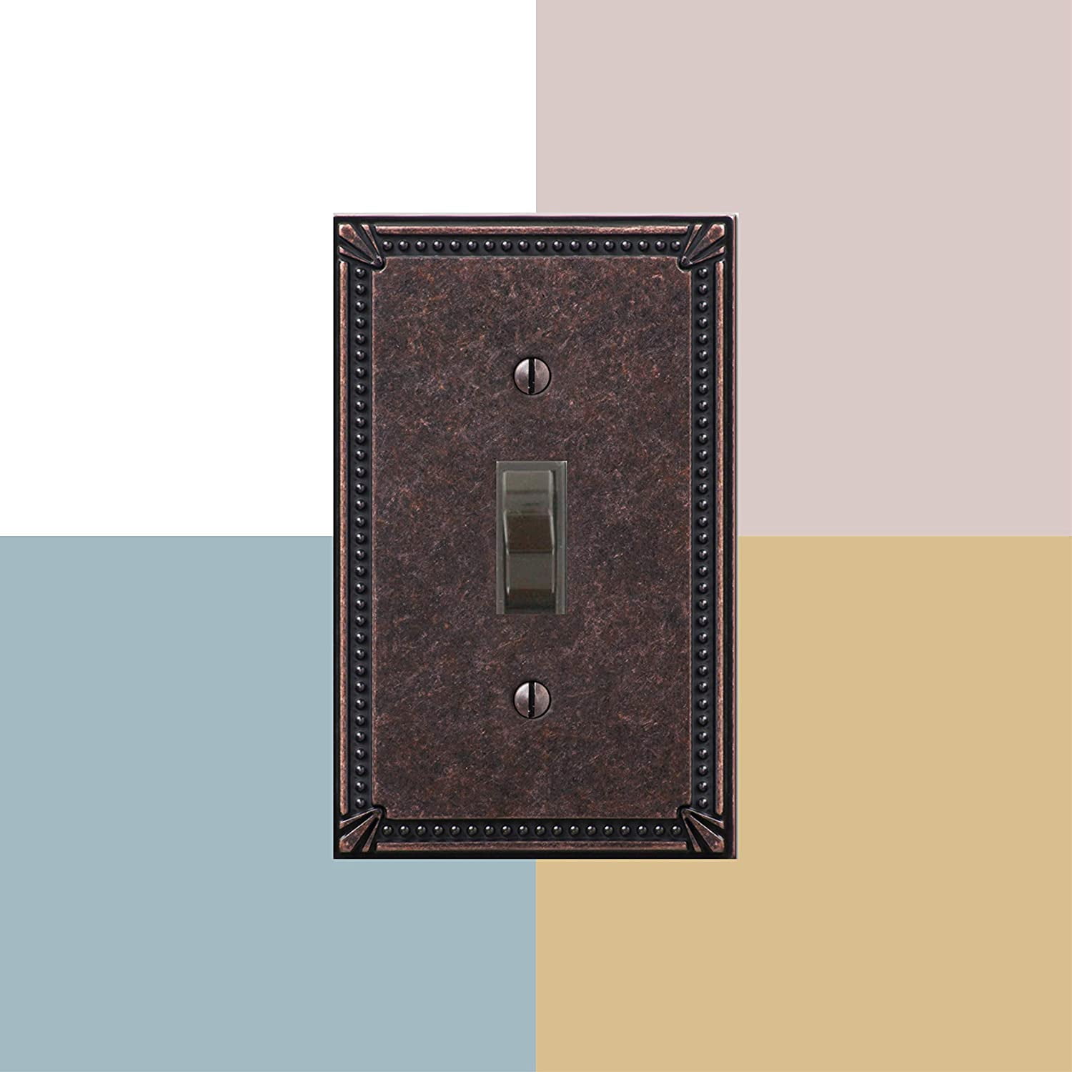Amerelle 74R4AZ Moderne Wallplate 4 Rocker Cast Metal Aged Bronze 1-Pack