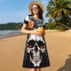 thumbnail image 4 of Disketp Flower Horn Skull para Vestido de Manga Corta para Mujeres, Vestidos de Verano para Mujeres, Casual y Holgado para la Playa, 4 of 6