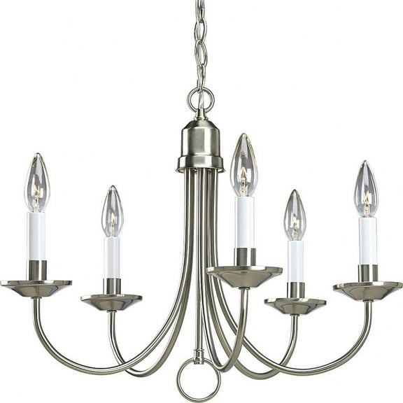 Progress Lighting Trinity 5-Light Chandelier, Brushed Nickel, White Candle Covers, Decorative Loop Detail