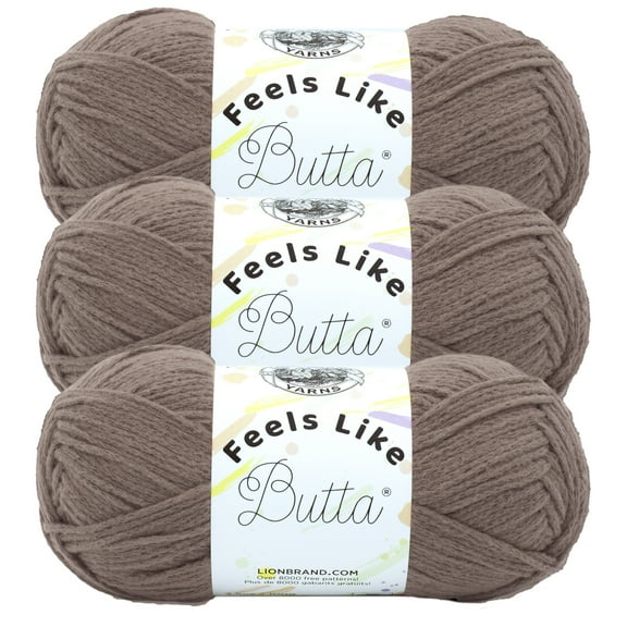 Lion Brand Yarn Feels Like Butta Cocoa Medium Polyester Yarn 3 Pack