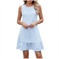 thumbnail image 3 of pstuiky Summer Dresses for Women, Solid Color Casual Dresses Mini Dresses Fashion Sleeveless Crew Neck Women's Formal Dresses Holiday Gifts Sky Blue M, 3 of 9