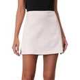 thumbnail image 2 of Jupe-pantalon à Fermeture Éclair devant à Fente Latérale Double pour Femmes, Short Doublé Mode, Blanc, M, 2 of 9