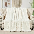 thumbnail image 5 of Home Soft Things Brick Textured Faux Fur Throw Blanket with Micromink Back, Luxury Soft Cozy Fluffy Fluzzy Plush Throw, 60x70 inches, White, 5 of 7