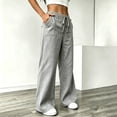thumbnail image 6 of Cagogo Women's Wide Leg Drawstring Trousers Flowy Casual Loose Pants with Pockets Solid Long Palazzo Trousers Travel Work Lounge Outfits Fall Clothes, Gray M, 6 of 7