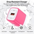thumbnail image 2 of 2 Pack Type C Charger Fast Charging QC 3.0 18W with 2Pcs 10FT USB-C to C Braided Type C Charging Cables, USB C Wall Charger Compatible with iPhone 17/16/15 Pro Max iPad Pro Galaxy S26 Android, Pink, 2 of 7
