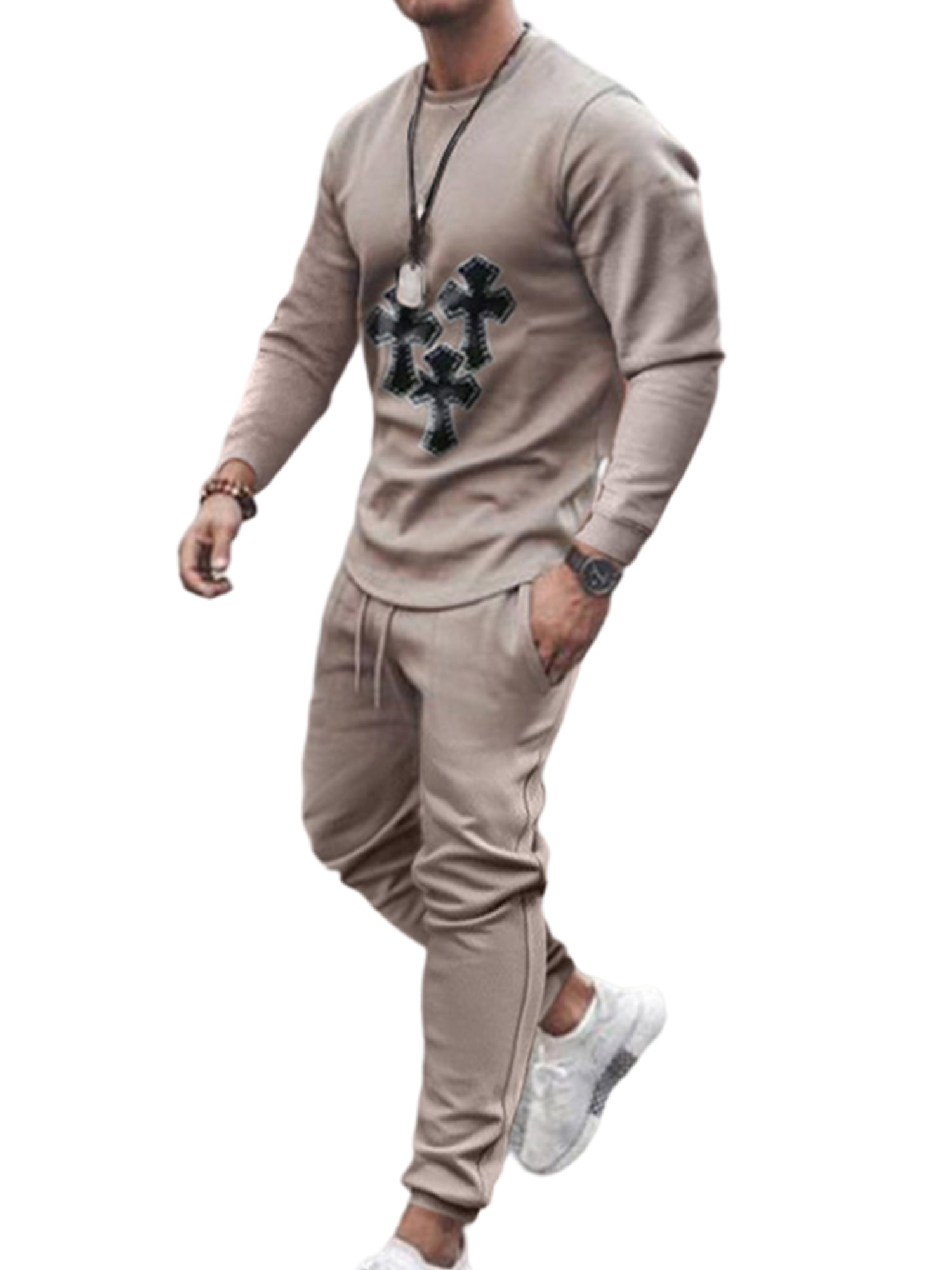 Mens Womens Flame Galaxy Printed Jogging Athletic Tracksuit Hip-hop Training Set
