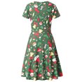 thumbnail image 3 of Femmes Été Mode Manches Courtes V Cou Vintage Noël Neige Imprimer Parti Swing Robe, 3 of 5