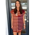 thumbnail image 3 of Stylish Short Sleeve Brown Stripe Sweater Dress - Versatile Knit Dress for Everyday Wear - [ZhiHiMeRi] | (US 8-10)M, 3 of 6