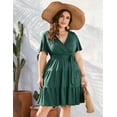 thumbnail image 5 of Plus Size Casual Summer Dress for Women  Wrap V Neck Ruffle Sleeve Smock  Mini Dress, 5 of 9