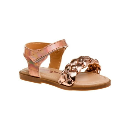 Nanette Lepore hook and loop Toddler Girl's Open Toe Strap Sandals - Rose/Gold, 6