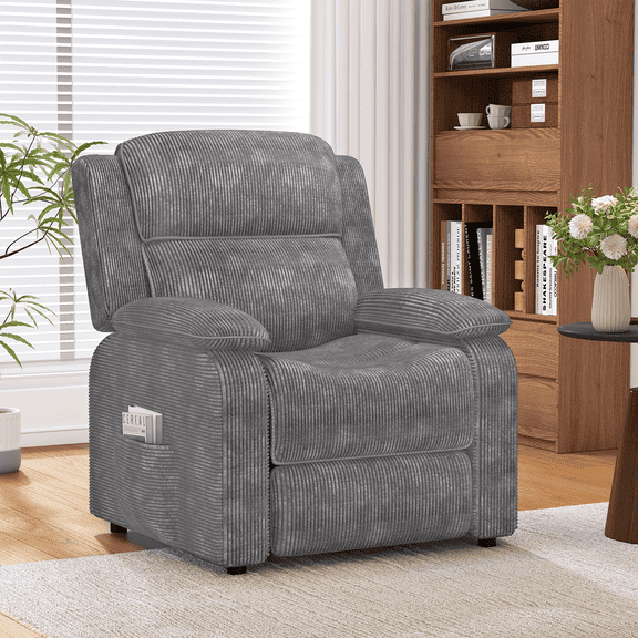 Erinnyees Electric Recliner Chair,Oversized Recliner Chair with USB Charging Port and Convenient Side Pockets,Reclining Sofa Chairs for Living Room Bedroom, Dark Gray