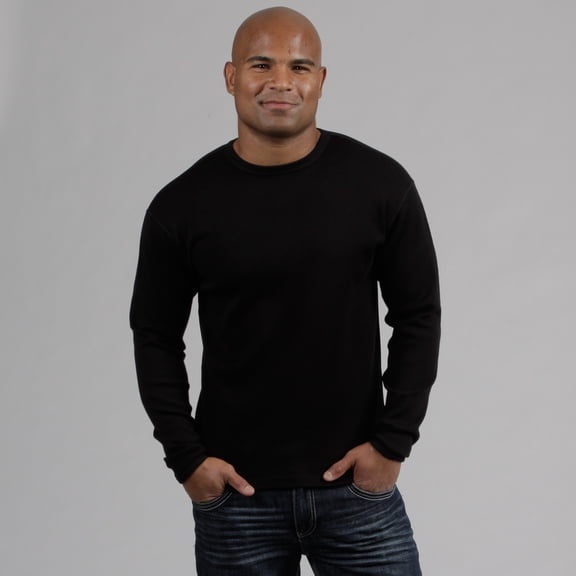 100% Merino Wool - Men's Midweight Long Sleeve Crew Shirt - Thermal Base Layer - Big and Tall Options - NO Itch Renewable Fabric - Black - Medium Tall