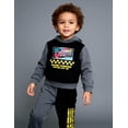 thumbnail image 5 of Disney Cars Lightning McQueen Toddler Boys’ Outfit Set - Two Piece Hoodie Sweatshirt with Holographic Patch & Gloss Ink Jogger Pants (Grey, 4T), 5 of 5