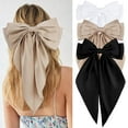 thumbnail image 1 of lazos para el pelo para mujer, color blanco, rosa, morado, grandes lazos para el pelo, clips para niñas, satén sedoso, grandes cintas para el pelo de gran tamaño, cola larga, pasadores para el pelo, a, 1 of 4