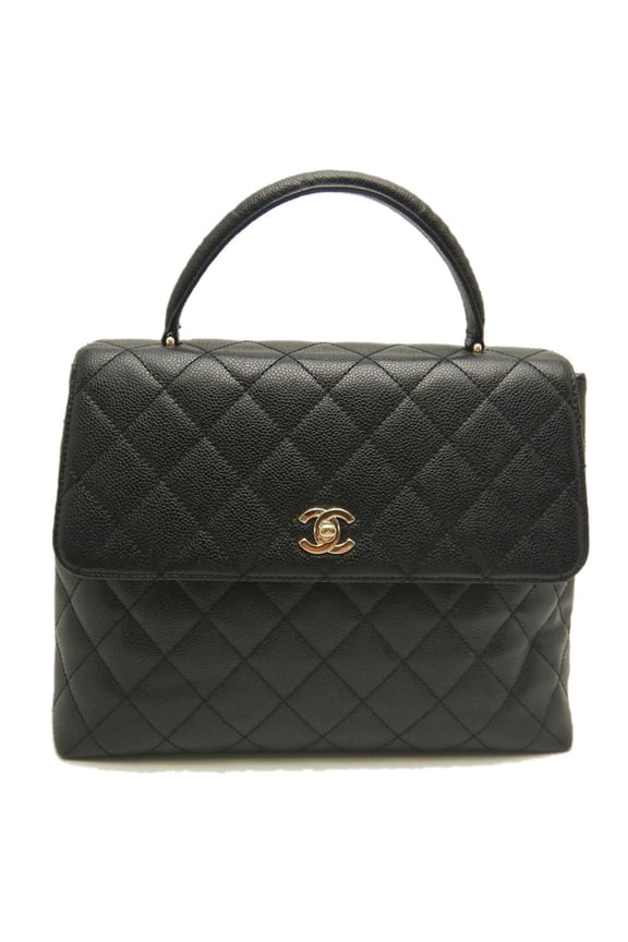 Pre-Owned CHANEL Matelasse Bag A12397 Handbag in Black Caviar Leather, Women's, 253429 (Good)