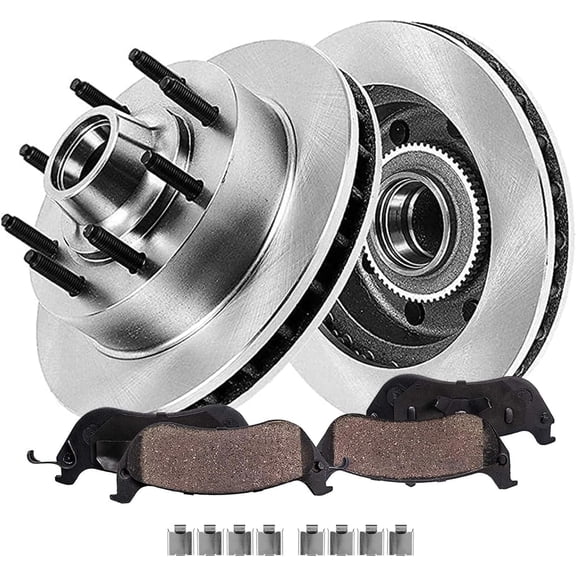 Detroit Axle - Front Brake Kit for 2008-2014 Ford E-450 Super Duty E-150 E-250, 2008-2019 2021 E-350 Super Duty, Disc Brake Rotors Ceramic Brakes Pads Replacement : 13.58" inch Rotor