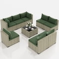 thumbnail image 5 of Techmilly 9 Pieces Outdoor Patio Furniture Set, Outdoor Wicker Patio Conversation Set with Cushions for Backyard, Porch, Garden(Green), 5 of 8