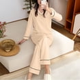 thumbnail image 2 of CQXIDFH Pajamas for Women Set Plus Size V-Neck Pajama Set with Built-in Support Long Sleeve Loose Casual Home Wear Lounge Sets Sleepwear, 2 of 6