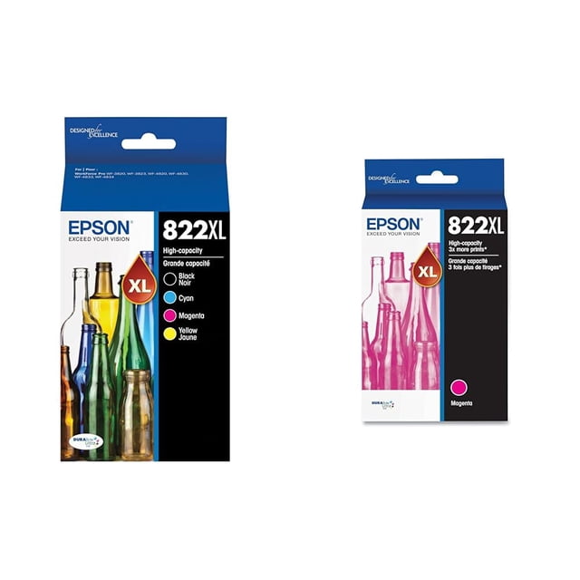 Paquete combinado de cartuchos de tinta Epson 822 DuraBrite de ultra alta capacidad