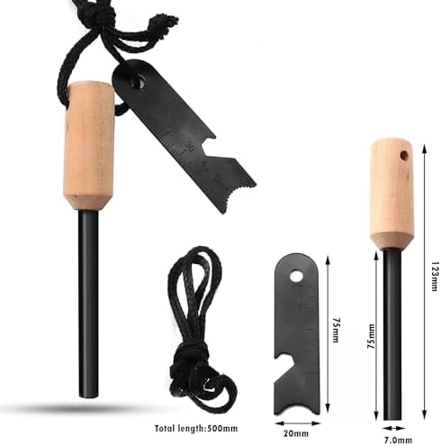 Jointown 4 Pack 5/16 Ferro Rod Fire Starter with Multi Tool Striker Flint and Steel Survival for Camping, Hiking, Emergency and Addition to Your Emergency Survival Kit