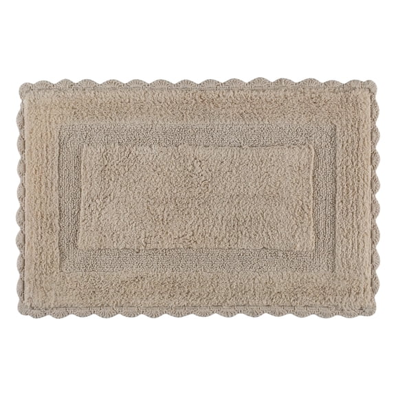 Savi Home Cotton Crochet Bathmat with Antiskid 17x24 Natural Sand, 100% Pure Cotton, Super Soft Linen, Plush & Absorbent, Hand Tufted Heavy Weight Construction, Full Reversible Step Out Rugs