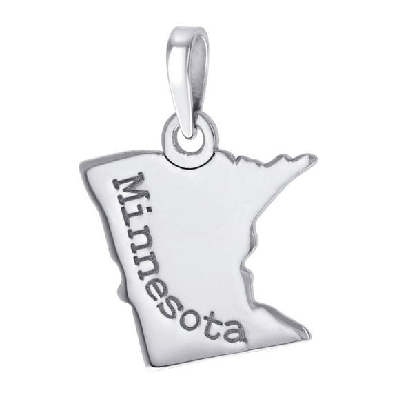 925 Sterling Silver Unisex American States Minnesota Charm Pendant Necklace 22.8x16mm Wide Pendant for Women