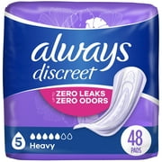 Always Discreet Incontinence Pads, Heavy Absorbency, Regular Length, 48 CT