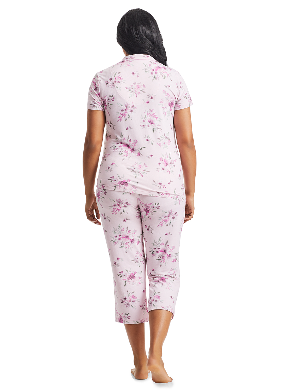 Women’s 2 Piece Pajama Sleep Set, Contrast Piping, Polyester Blend