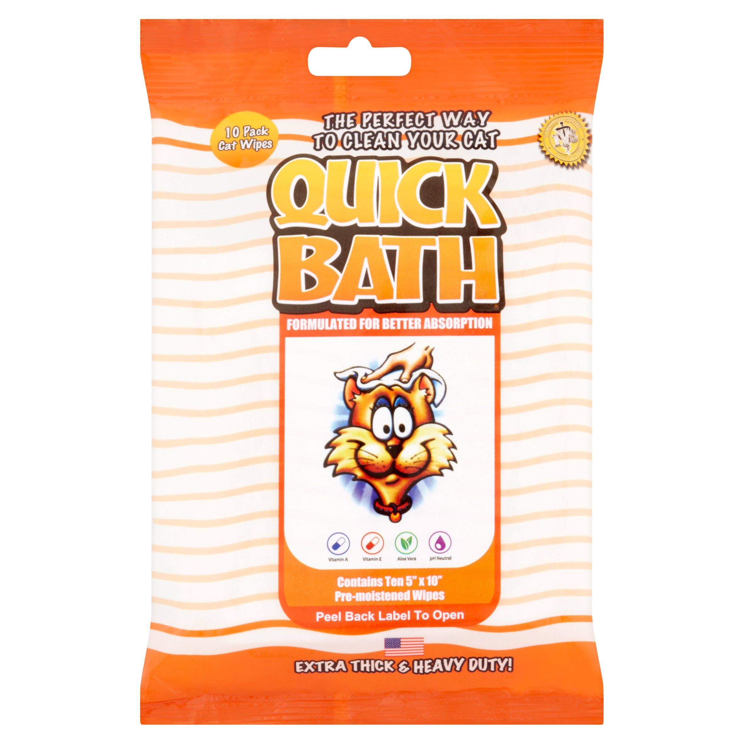 Quick Bath Cat Wipes, 10 count