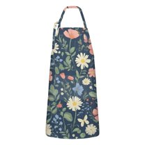 Pioneer Flower Floral Print Pattern Apron-Garden Aprons for Women with Pockets-Cotton Linen Waterproof Kitchen Cooking Gardening Aprons Adjustable for Kitchen,Cooking,BBQ and Salon 33x27 Inch