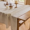 thumbnail image 5 of NAMZI White Linen Table Cloth Cotton Linen Tablecloth for Rectangle Tables, Heavy Weight Washable Farmhouse Soft Boho Tablecloth for Kitchen Dinning Party (White, 53 x 98 Inch), 5 of 5