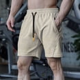 thumbnail image 2 of Aayomet Mens Workout Shorts Sport Shorts Tether Fashion Shorts (Beige, M), 2 of 5