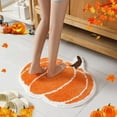 thumbnail image 3 of Halloween Bath Rug, Cute Pumpkin Bath Mat, Extra Soft Fluffy Absorbent Non-slip Bathtub Mat, Machine Washable Funny Pumpkin Shape Bath Rug for Halloween, Thanksgiving, Fall Decor 24”x24”, 3 of 8