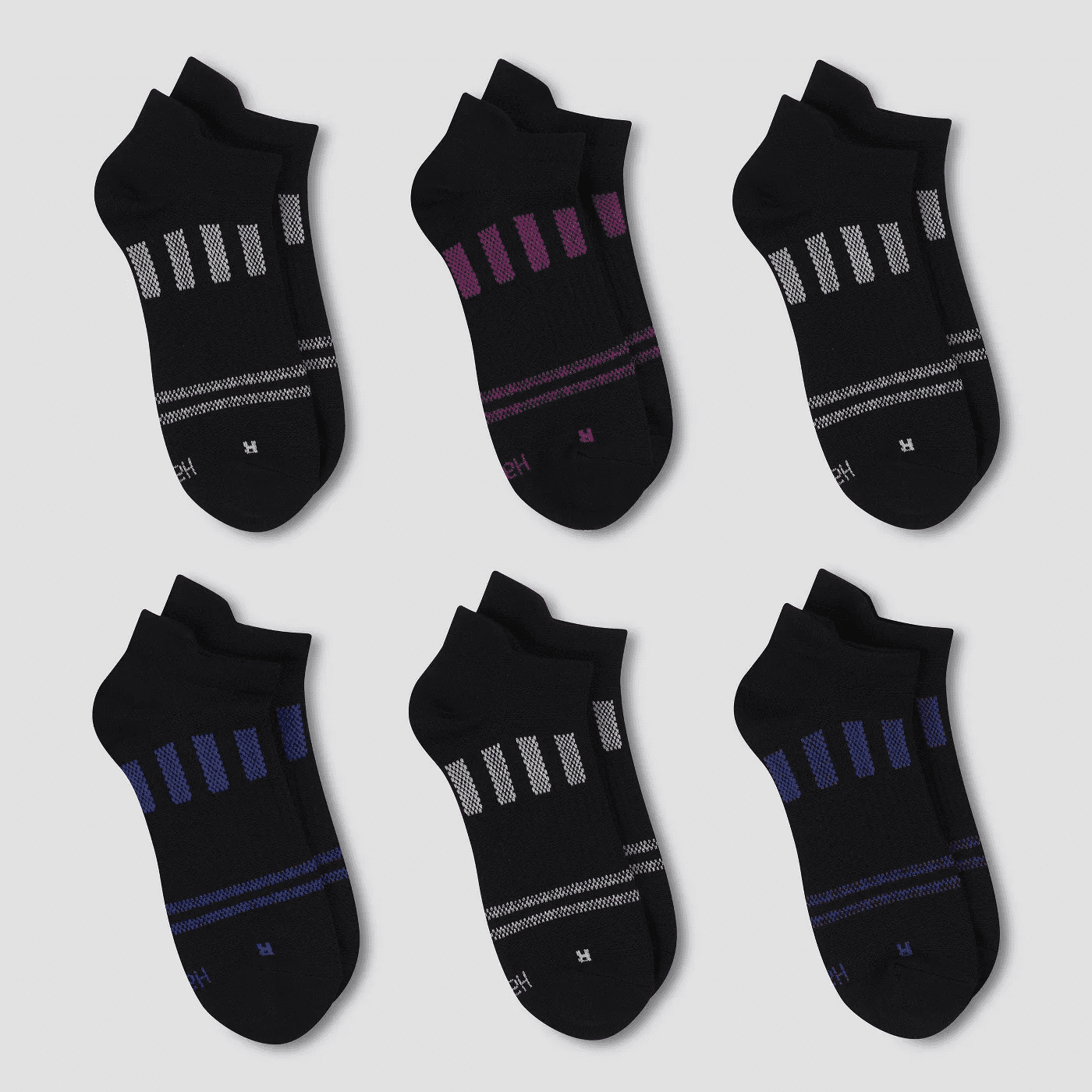 Hanes Premium Performance + FIT Women's 6pk Heel Shield Athletic Socks Black, SIZE 59