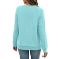 thumbnail image 3 of Women's Casual Fashion Solid Color Round Neck Long Sleeve Lightweight Pullover Sweatshirt with Side Pockets for Warm Comfort and Everyday Wear,Light Blue,3XL, 3 of 7