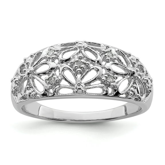 Sterling Silver Rhodium Plated Diamond Ring QR5764