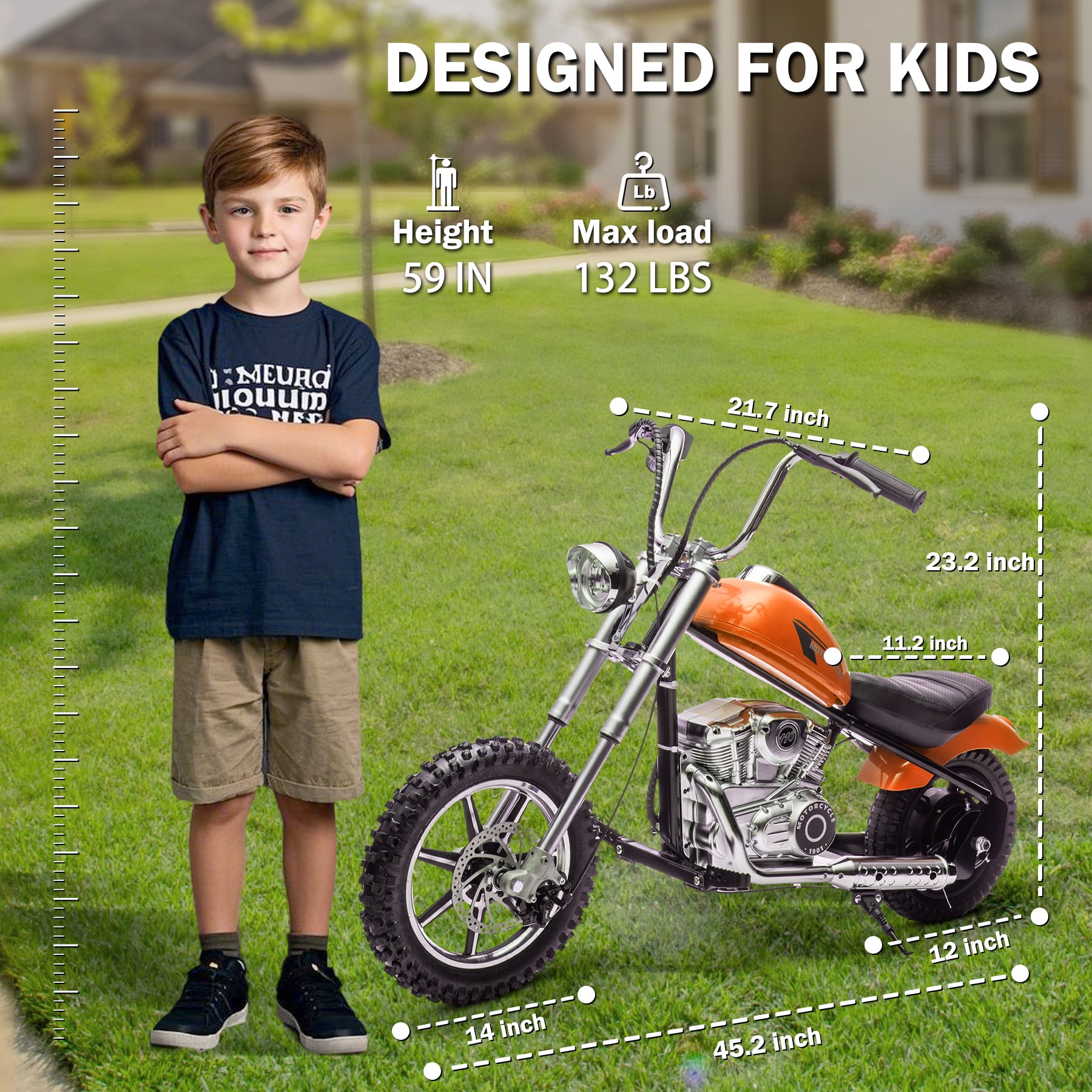 NEECHIPRO 36V Ride on Electric Dirt Bike for kids, 350W Electric Motorcycle with Headlights,14 MPH, Orange