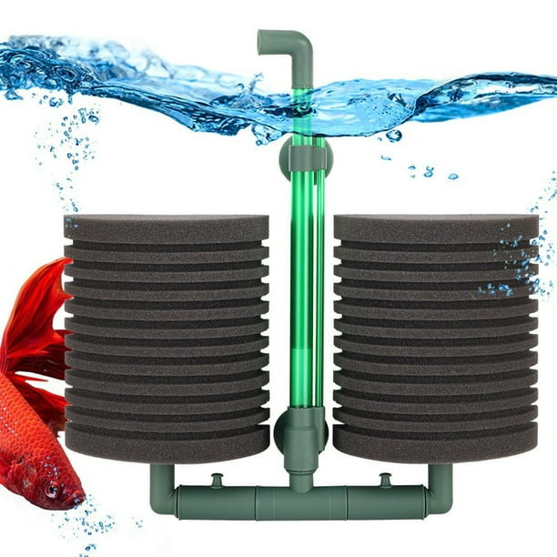 Filtro Neumático para Acuario con Bomba de Aire, Fabricado En Abs Gris, con Bioesponja, Ventosa Ajustable, Disponible En Tamaños de 26X9 Cm y 41X19 Cm, Bomba de Circulación de Agua Silenciosa para Un