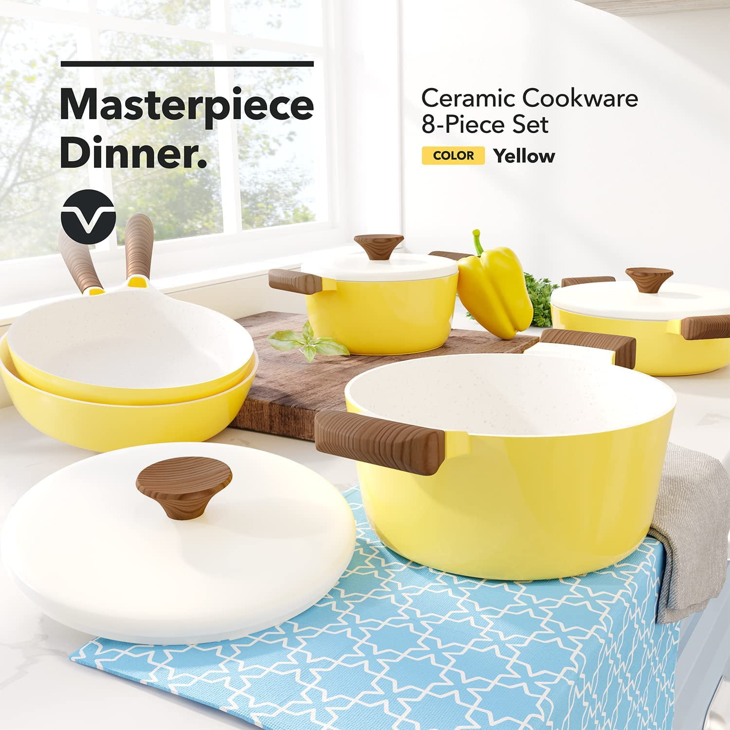 Masterpiece Dinner Ceramic Cookware Set - Blue – Vremi® Home & Kitchen